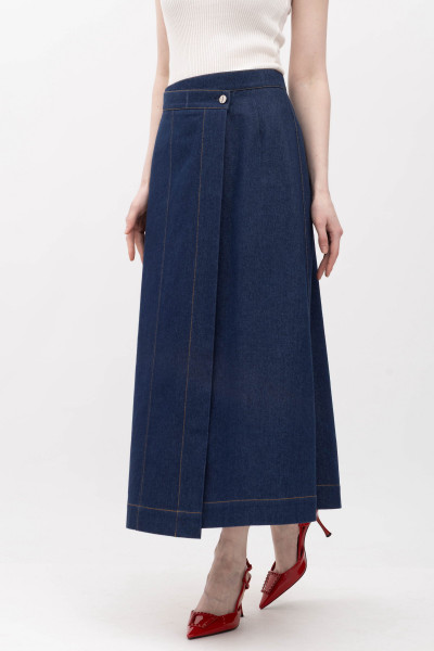 Джинсова спідниця на запах синього кольору Елнора