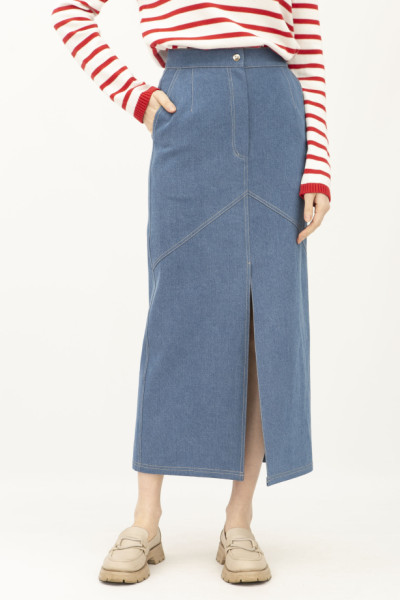 Спідниця міді денім синього кольору Адагер 1