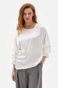 Шовкова блуза молочного кольору Міджи 200