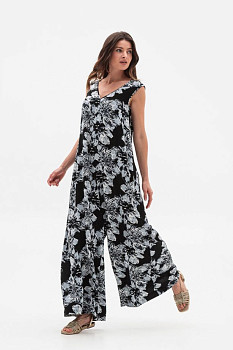 Шифоновий комбінезон вільного силуету сірого  кольору Келеса 04