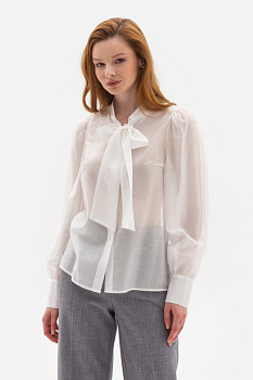 Напівпрозора блуза вільного силуету білого кольору Астрея