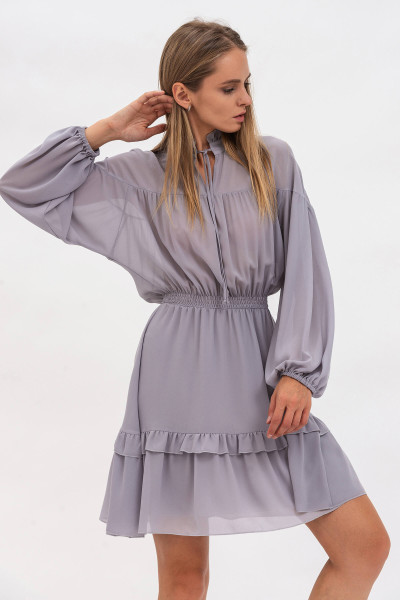 Шифонова жіноча сукня з довгим рукавом сірого відтінку Брея Шифонова жіноча сукня з довгим рукавом сірого відтінку Брея