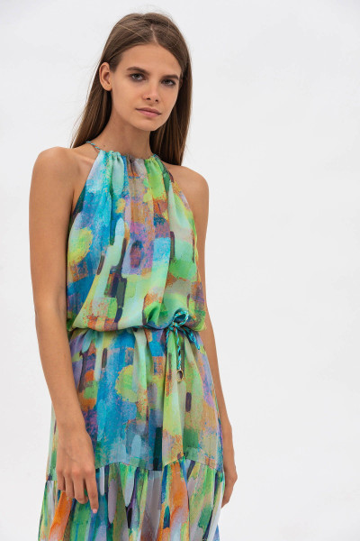 Міді-сарафан  довжиною до коліна з строкатого шифону з коротким рукавом Арлена Міді-сарафан  довжиною до коліна з строкатого шифону з коротким рукавом Арлена