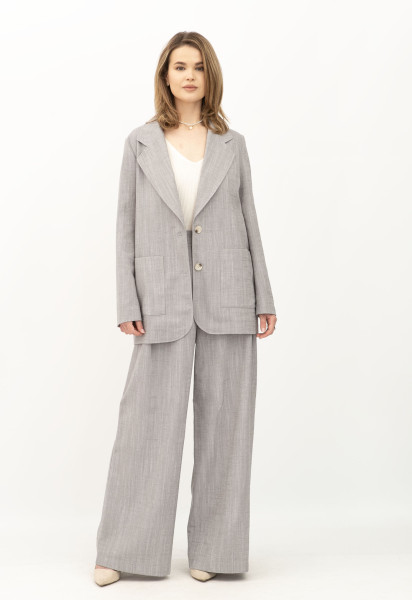 Лляний однобортний жакет сірий Меларі 14