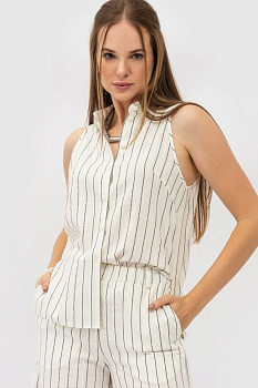Літня лляна блуза в смужку без рукавів Мерхер 2
