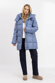 Стьобаний пуховик зі знімним капюшоном 2403/2024