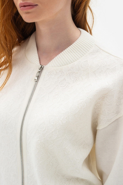 Трикотажний бомбер з вмістом вовни молочного кольору Луріса 02