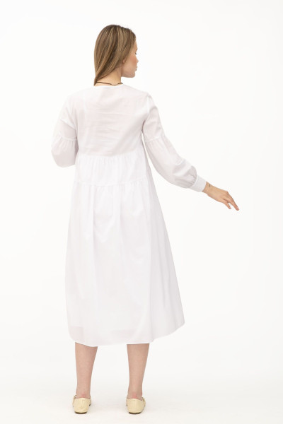 Довга жіноча сукня з довгим рукавом з білого попліну Амея Довга жіноча сукня з довгим рукавом з білого попліну Амея