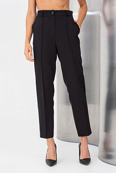 Брюки з костюмної тканини чорні завужені з високою посадкою Сірін