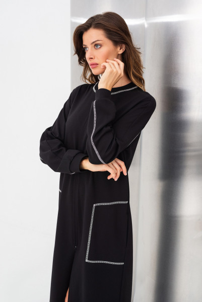 Сукня чорна трикотажна з розрізом по центру Фариса Сукня чорна трикотажна з розрізом по центру Фариса