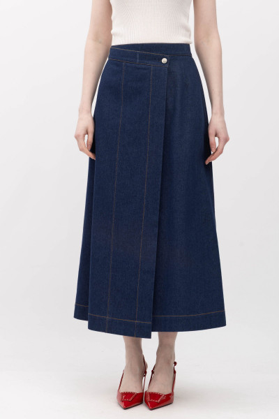 Джинсова спідниця на запах синього кольору Елнора