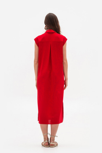 Сукня з льону довжини міді червоного кольору Оріса Сукня з льону довжини міді червоного кольору Оріса