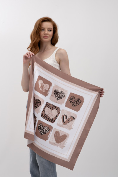 Шовкова хустка з авторським принтом сердець 202404 Хустка