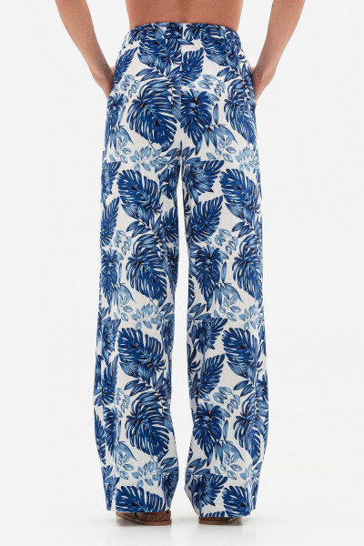 Лляні брюки прямого силуету синього кольору Астарія