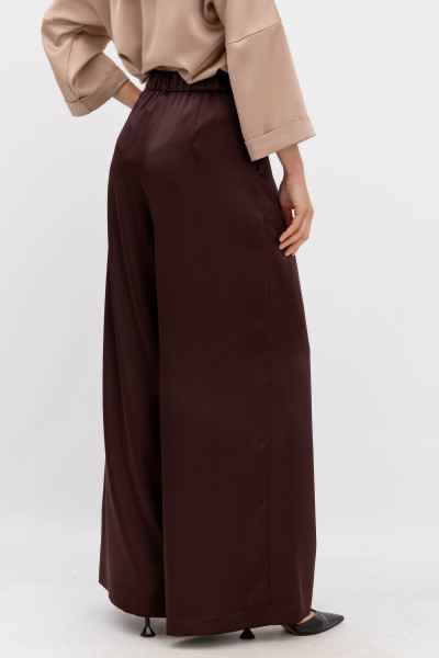 Шовкові брюки палаццо коричневого кольору Бланш 002