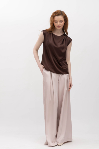 Шовкова блуза коричневого кольору Розіні