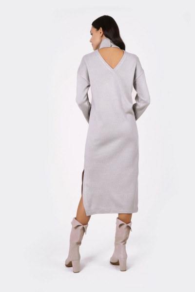 Трикотажна сукня з декором по спинці сірого кольору Сегон 01 Трикотажна сукня з декором по спинці сірого кольору Сегон 01