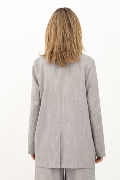 Лляний однобортний жакет сірий Меларі 14