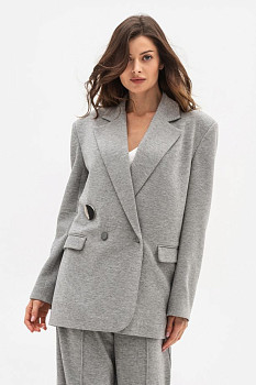 Двобортний жакет з трикотажу сірого кольору Сурена