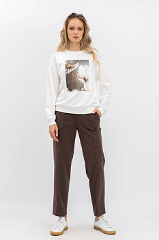 Трикотажні брюки прямого крою коричнового кольору Халіфа 01