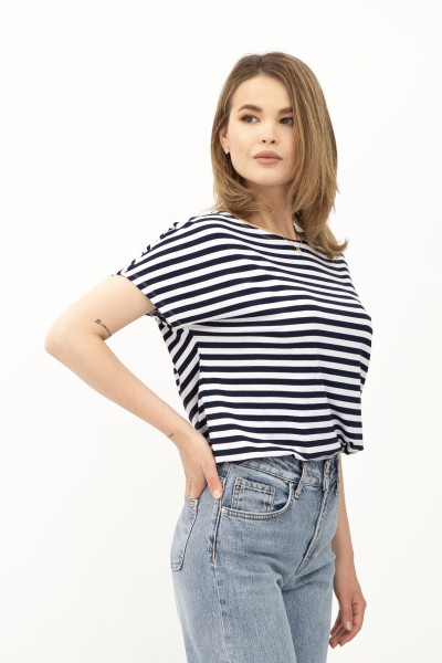 Футболка з трикотажу в смужку Ензі 2