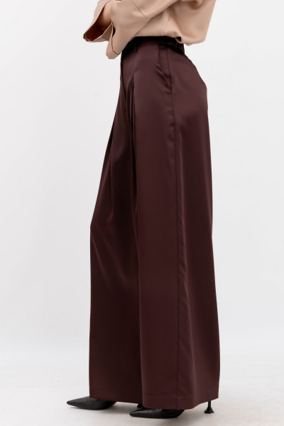 Шовкові брюки палаццо коричневого кольору Бланш 002