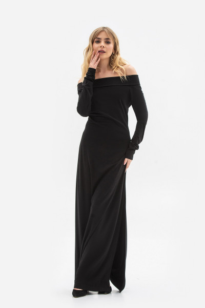 Трикотажна сукня довжини максі чорного  кольору Вілея 01 Трикотажна сукня довжини максі чорного  кольору Вілея 01