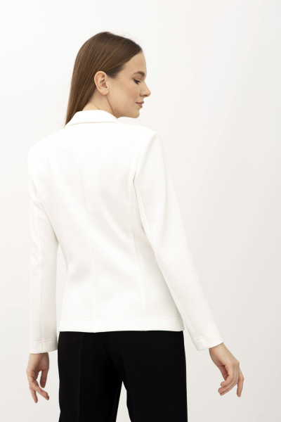Однобортний білий жакет з трикотажу Сноу 04