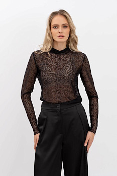 Чорний лонгслів із напівпрозорого матеріалу Ясна