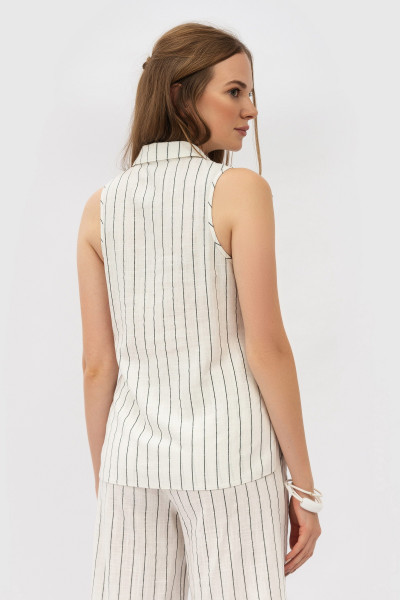 Літня лляна блуза в смужку без рукавів Мерхер 2