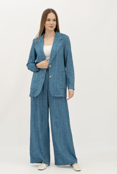 Лляний однобортний жакет синій Меларі 11