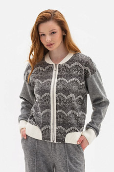 Трикотажний бомбер з вмістом вовни сірого кольору Луріса