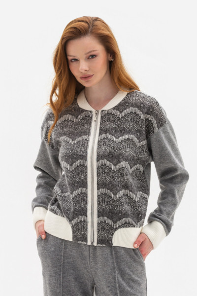 Трикотажний бомбер з вмістом вовни сірого кольору Луріса