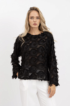 Жіноча блуза вільного крою чорного кольору Тіскан 01