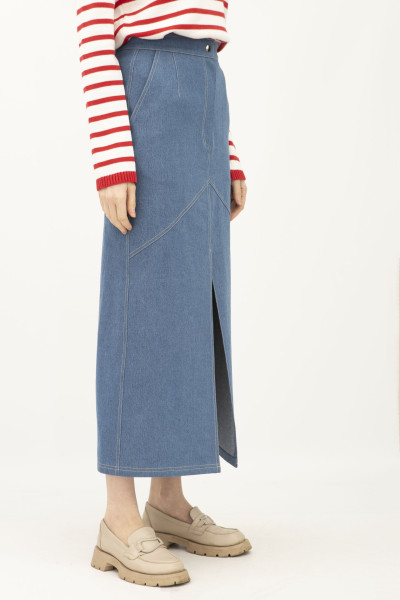 Спідниця міді денім синього кольору Адагер 1