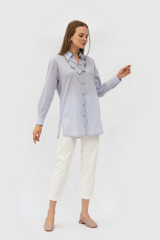 Сорочка з попліну прямого силуету бузкового кольору Вернер