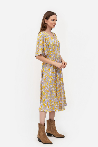 Сукня зі штапелю напівприталеного силуету сірого кольору Ортія 01 Сукня зі штапелю напівприталеного силуету сірого кольору Ортія 01