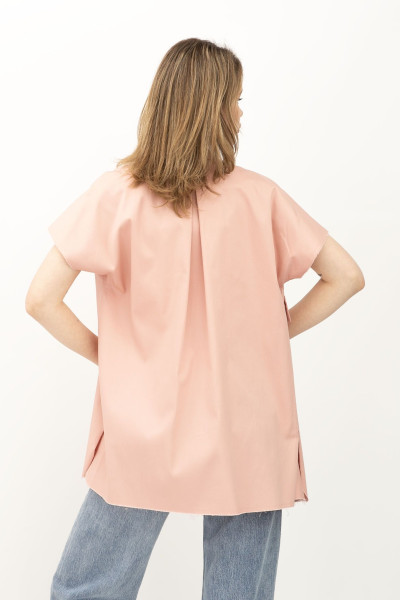 Стильна жіноча блуза прямого силуету з котону рожевого відтінку Олдіс