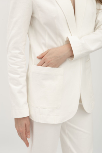 Однобортний котоновий жакет молочного кольору Віград 1