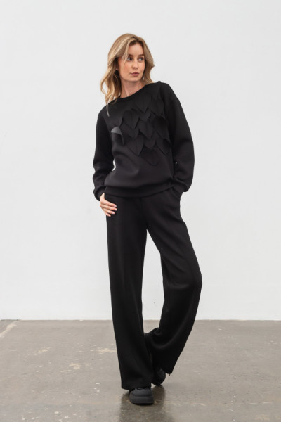 Брюки з костюмної тканини прямого крою чорні Лаура 01