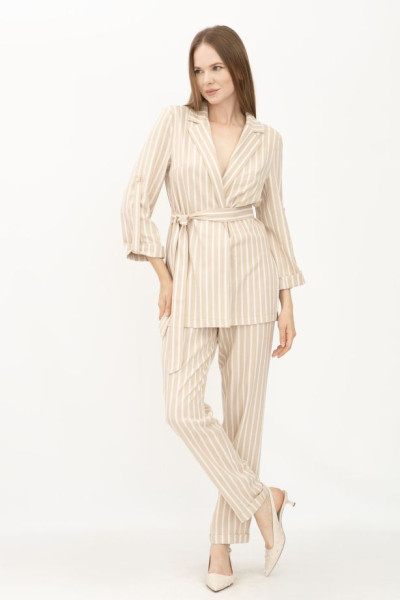 Костюм з льону бежевий жакет та брюки Данді 11 Костюм з льону бежевий жакет та брюки Данді 11