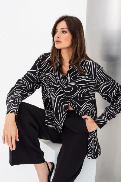Блуза подовжена вільного силуету чорна Арлє 01