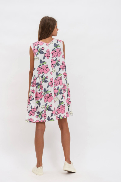 Коротка вільна жіноча сукня з бавовни та великим квітковим принтом Валлі Коротка вільна жіноча сукня з бавовни та великим квітковим принтом Валлі