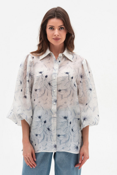 Блуза вільного крою молочного кольору Левіта 01