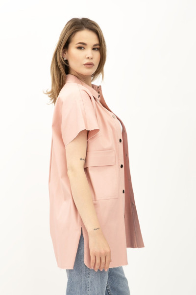 Стильна жіноча блуза прямого силуету з котону рожевого відтінку Олдіс