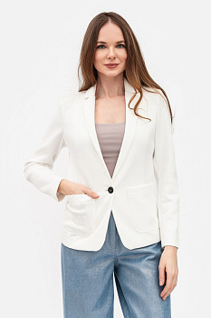 Однобортний молочний жакет з трикотажу Сноу 17