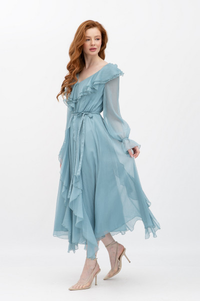Шифонова сукня бірюзового  кольору Нірела 02 Шифонова сукня бірюзового  кольору Нірела 02