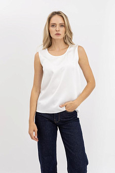 Шовкова жіноча майка прямого силуету молочного кольору Донато 091