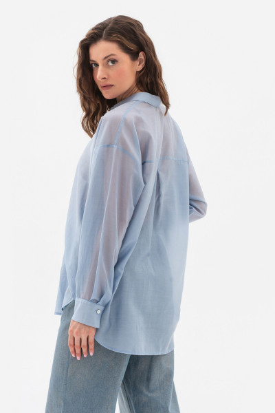 Блуза сорочка блакитного кольору Далена 01