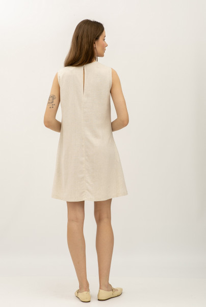 Сукні міні з вмістом натурального льону бежевого кольору Мартес Сукні міні з вмістом натурального льону бежевого кольору Мартес
